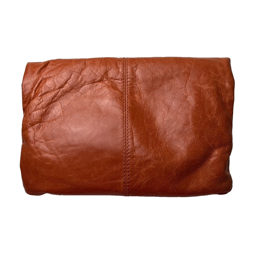 Hobo International Fold Over Clutch Pumpkin Orange Leather Handbag - Picture 2 of 11